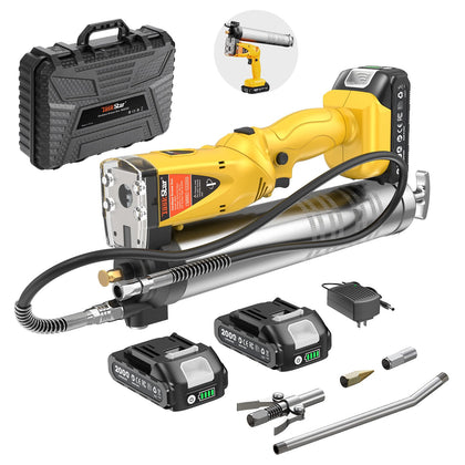 Electric Grease Gun Kit: Professional Cordless Battery Grease Gun, 10000 PSI, Automatic Pumping Mode, Ergonomic Grip