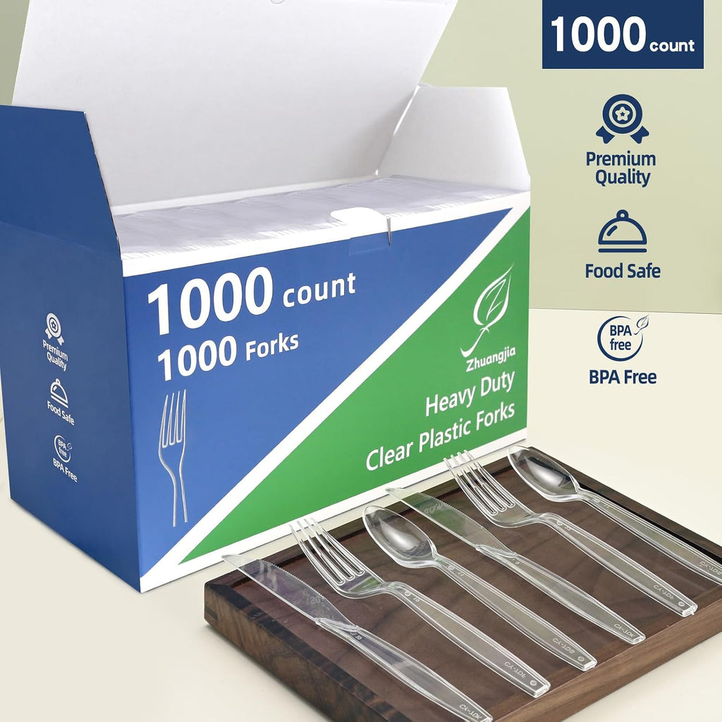 1000 Count Extra Heavy Duty Clear Plastic Forks