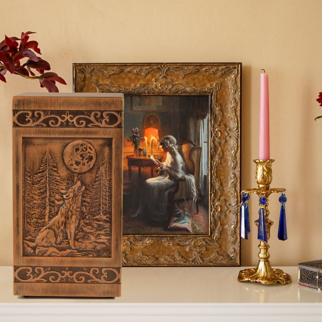 Wooden Cremation Urn for Human Wood Ashes Decorative Box Funeral Urns for Adult Male Female with Satin Bag Burial or