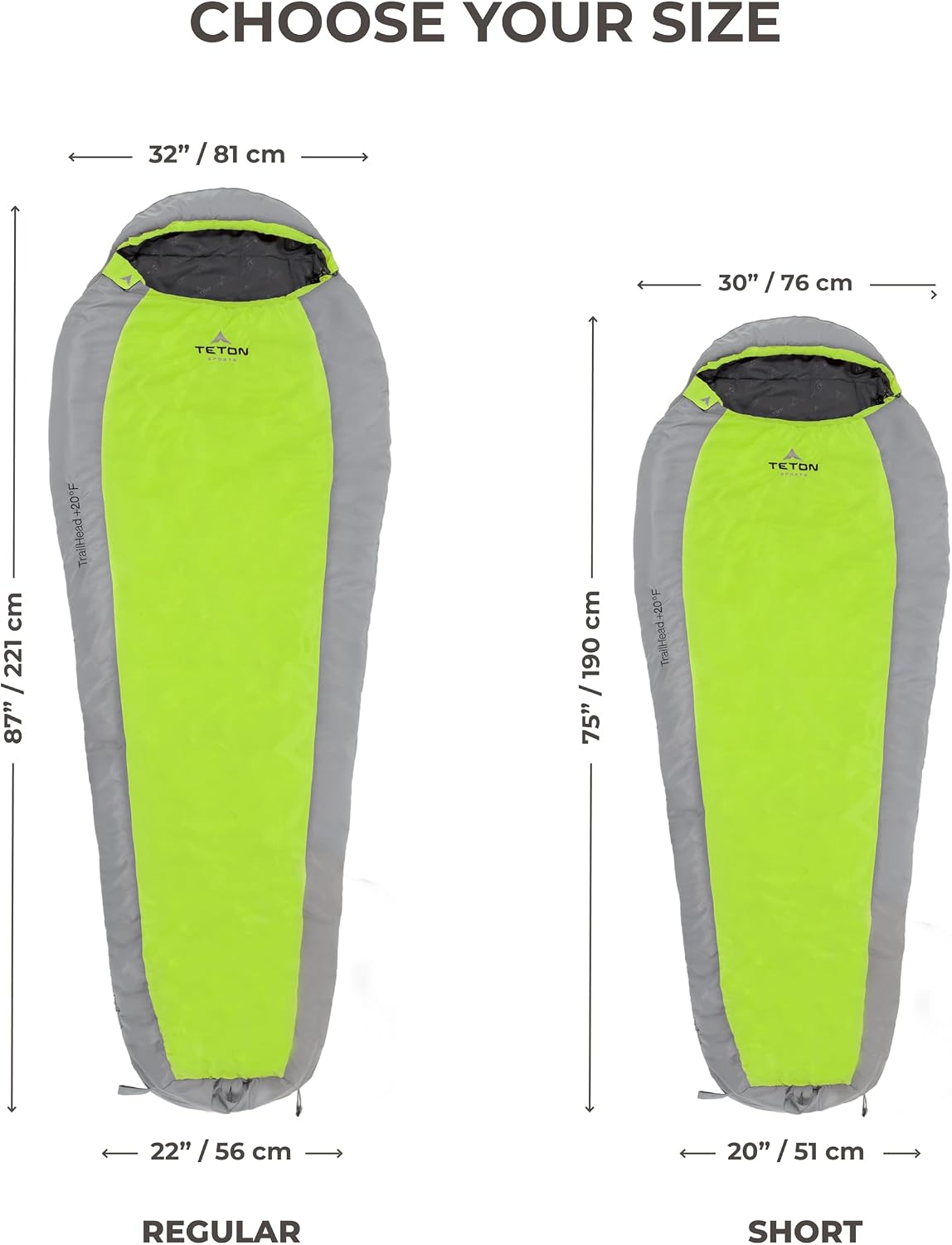 Teton 20F and 5F Degree Sleeping Bag; Lightweight, Warm Weather Mummy Sleeping Bags for Adults and Kids, Camping