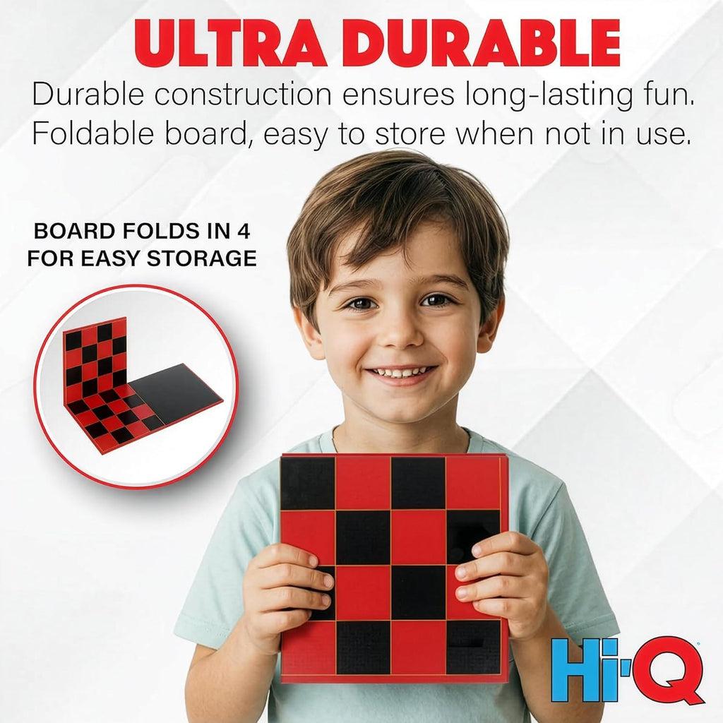 3-in-1 Chess, Checkers & Tic-Tac-Toe Game Set – Double-Sided Folding Board – Staunton Style Pieces & Interlocking