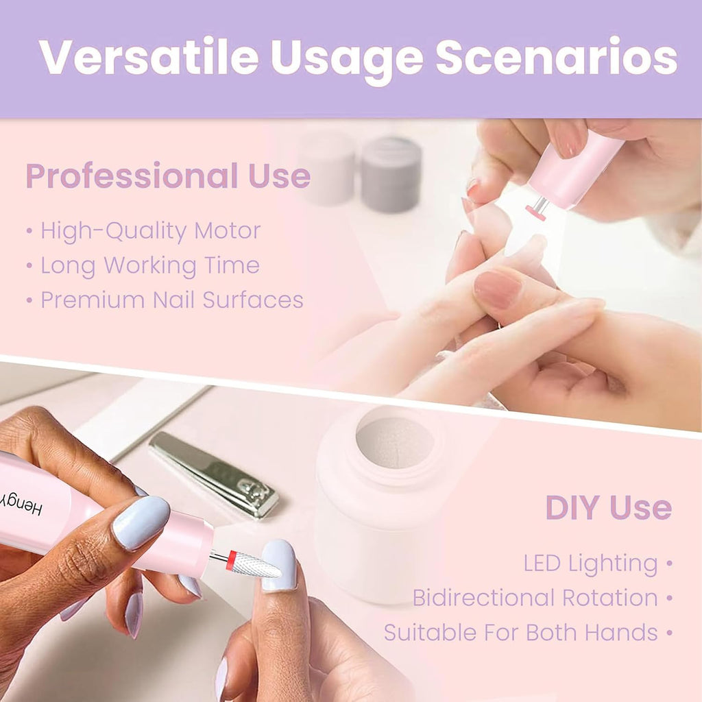 Electric Nail Drill Professional Manicure Pedicure Kit Acrylic Nail Drill Machine for Gel Cordless Nail File Machine