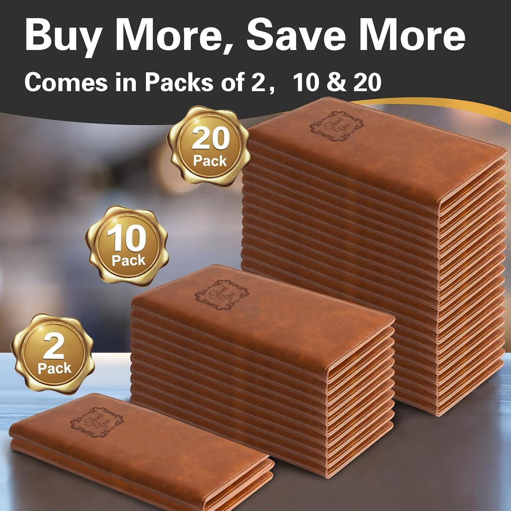 Restaurant Check Presenters - Customer Check Holder for Restaurants, Restaurant Bill Holder, Brown THX- 20 Pack