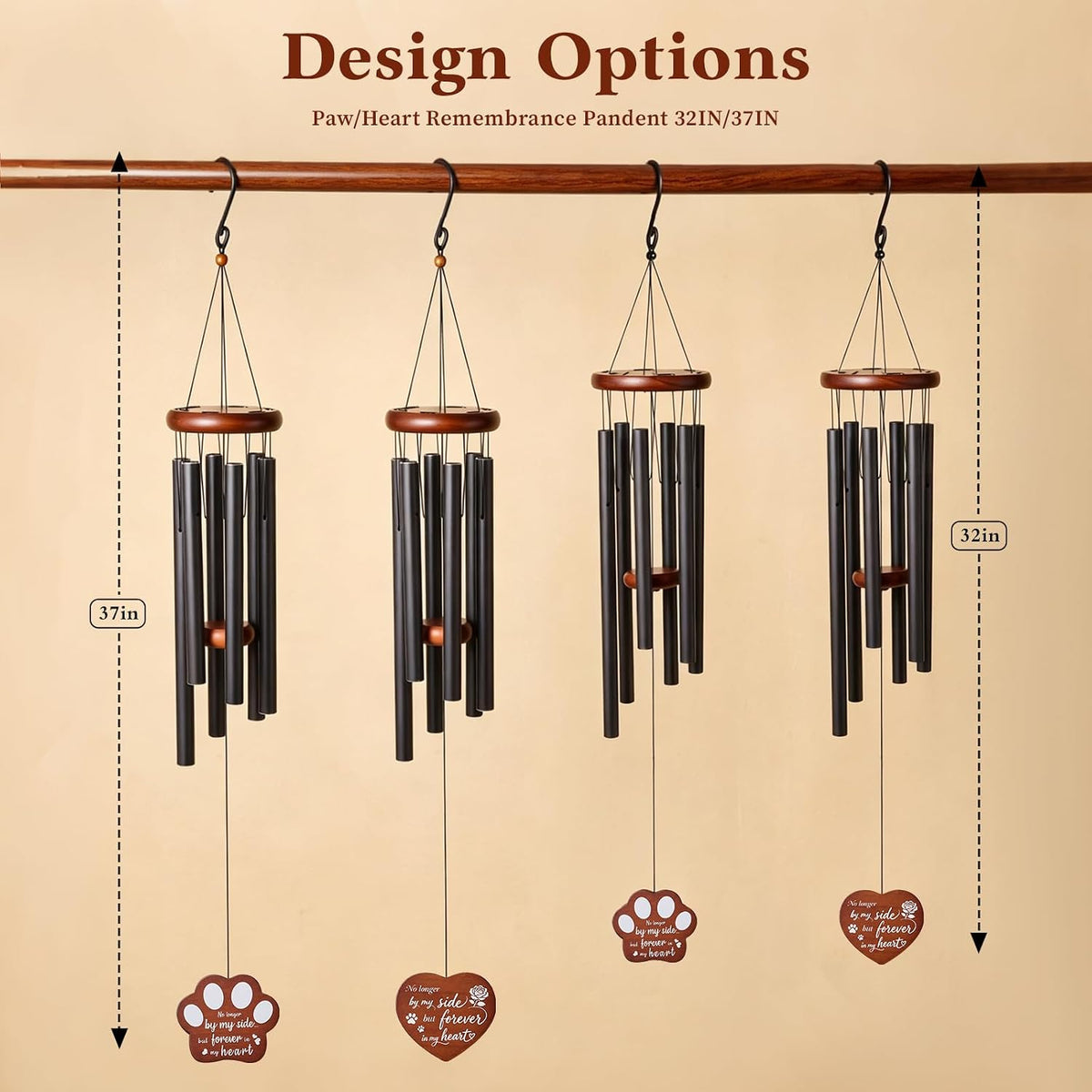 Pet Memorial 32inch Wind Chimes(Paw), Dog Memorial Gifts for Loss of Dog