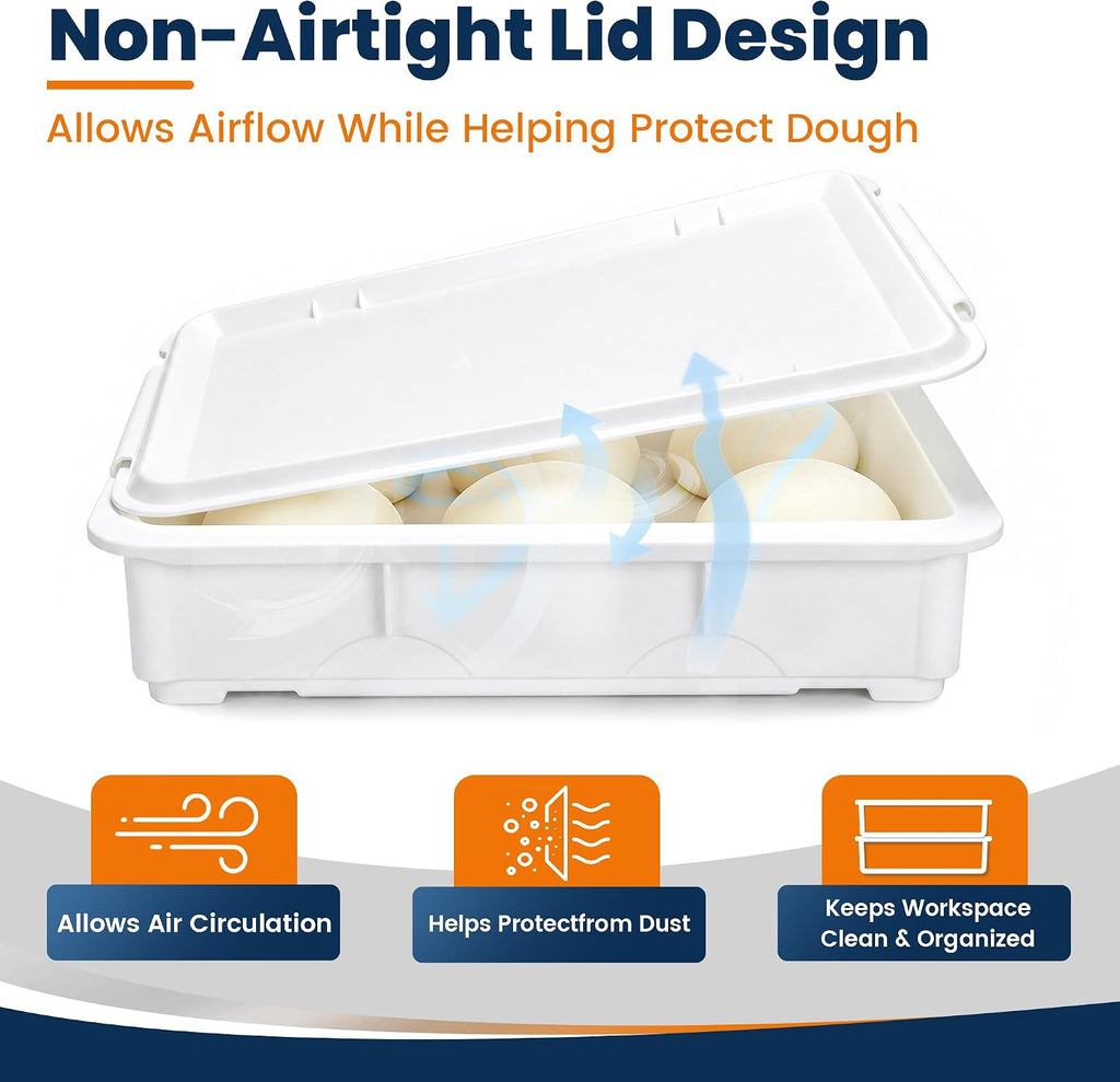 2 Pack Commercial Pizza Dough Proofing Boxes with Lids, 23" x 15"