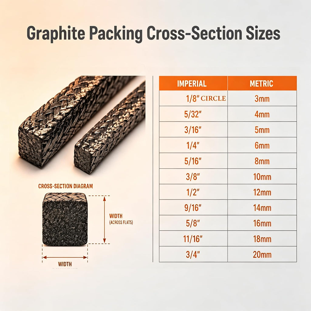 Flexible Graphite Braided Packing,5/8"-5ft for Mechanical Seals