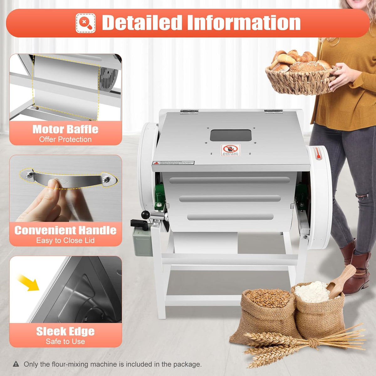 Commercial Dough Mixer 30Qt, Countertop Flour Mixing Machine for Bakery