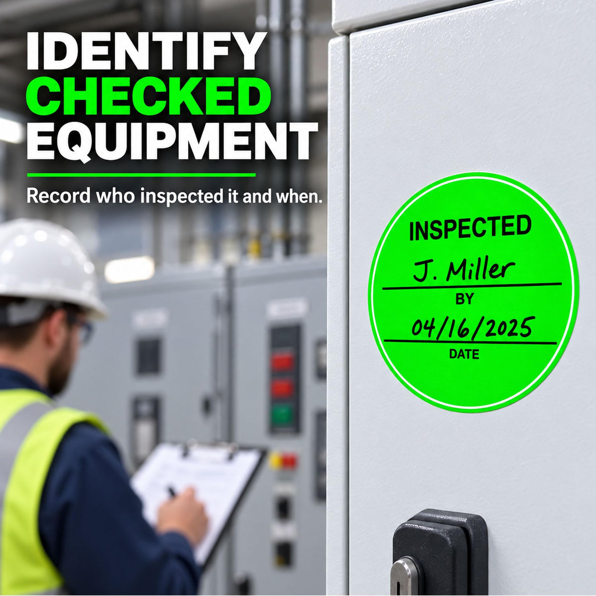 Fluorescent Green Inspected Stickers Quality Control Inventory Labels