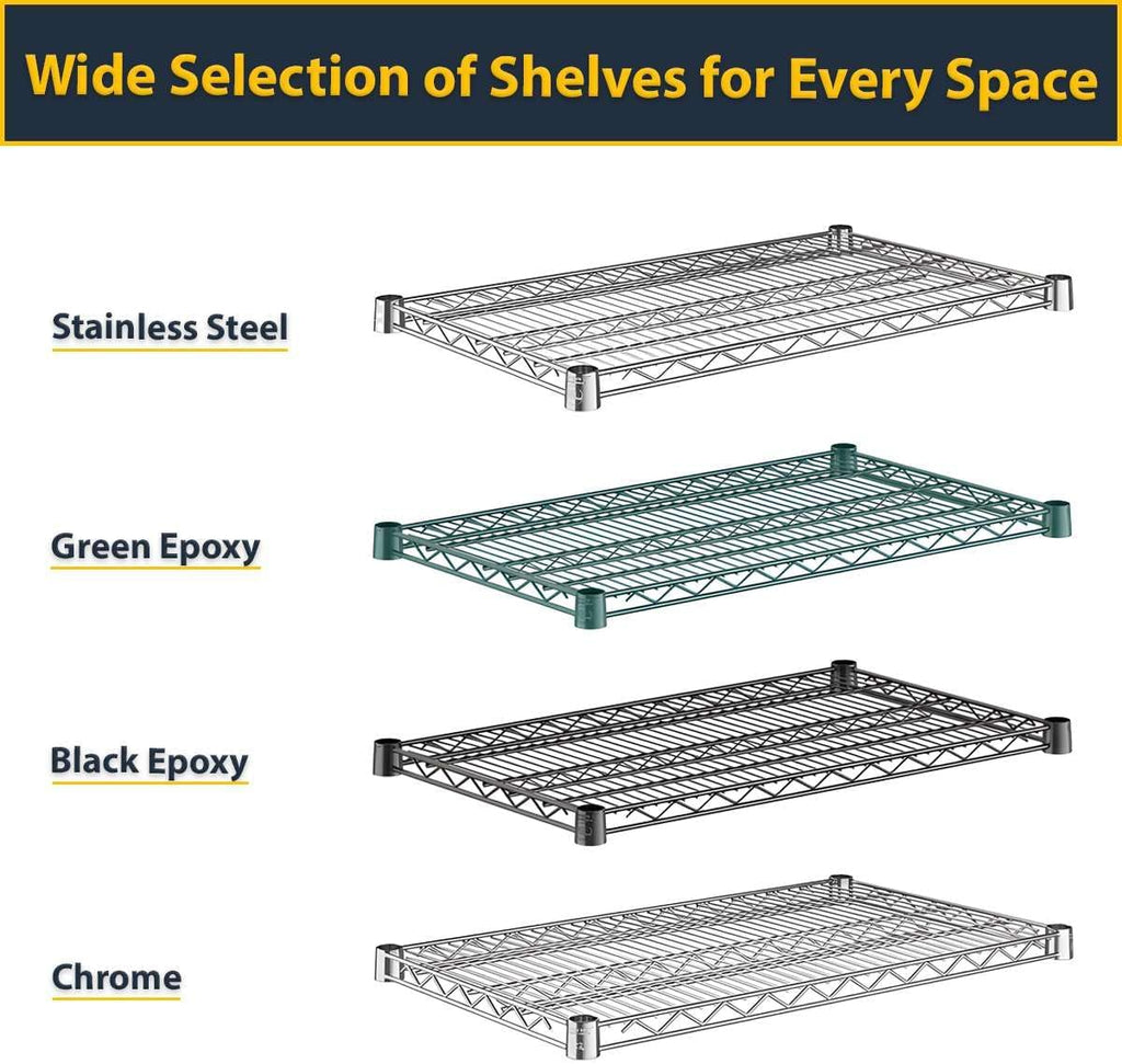 2-Pack 12" x 48" Chrome Additional Wire Shelf for Shelving Units, Replacement Shelves for Wire Rack
