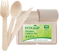 300 Count Wooden Cutlery Set, 100 Knives, Forks and Spoons each