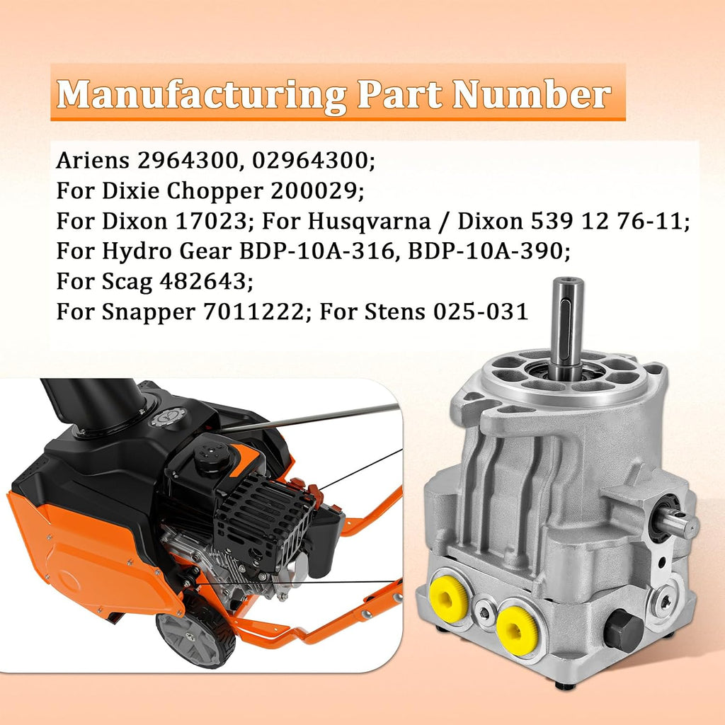 482643 Left Hydro Gear Pump Fit for Scag Replace PG-1KCC-DY1X-XXXX
