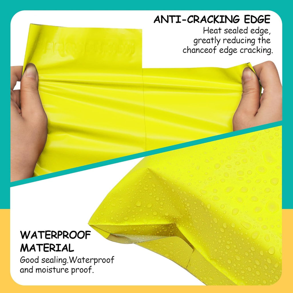 Poly Mailers 10 x 13 Inch, 100 Pcs, Yellow 2.4 Mil Self-Seal Bags