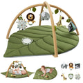 Baby Play Gym & Activity Mat, Oversize Leaf Shaped Baby Play Mat w 6 Detachable Toys, Tummy Time Mat Promote Motor