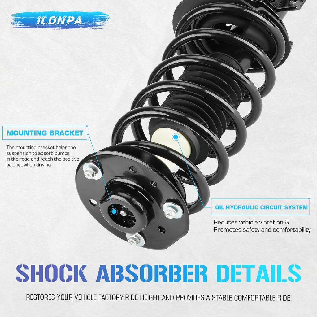 4PCS Front & Rear Strut Shock Assembly w/Coil Spring for Equinox 07-17, Chevy Captiva Sport 12-13, GMC Terrain 10-17, Pontiac Torrent/Suzuki XL-7 Vue 07-09, 172526 911258 - [ Exc. 19" Wheels ]
