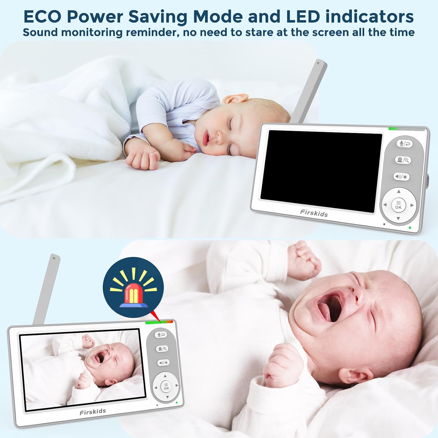 Baby Monitor - 1000ft Long Range Baby Monitor with Camera and Audio No WiFi, Built in 3500mAh Battery,Auto Night