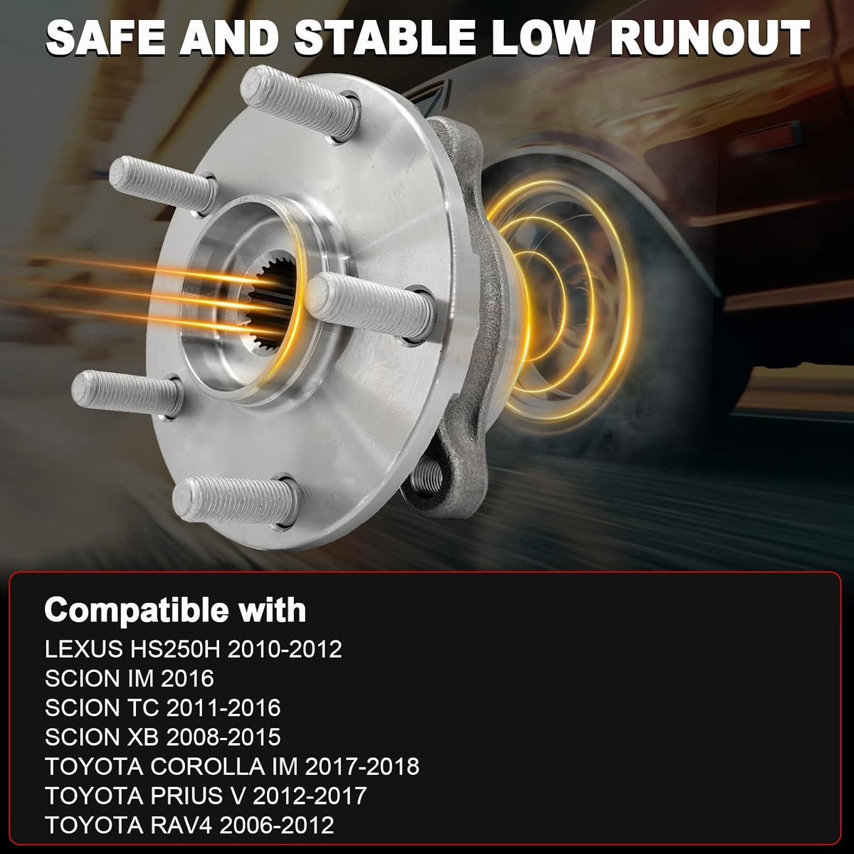 Pair 513257 Front Wheel Bearing Hub Assembly Compatible with Toyota RAV4 2006-2012 Prius V 12-17 Corolla IM 2017 2018, for Lexus HS250H 2010-2012, for Scion TC XB 2008-2015, 5 Lugs w/Encoder ABS