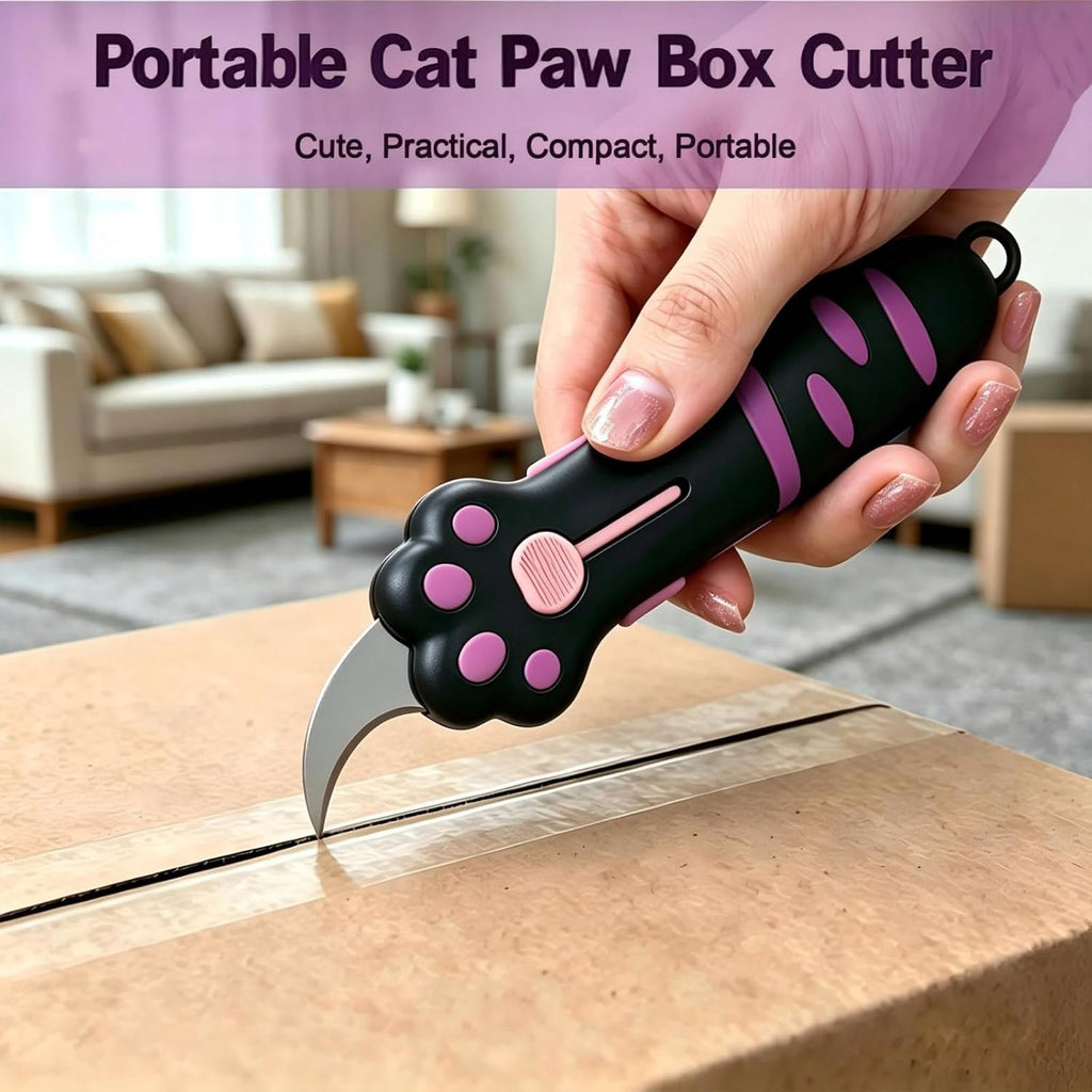 Cat Claw Box Cutter,Portable Retractable Cute Cat Paw Box Knife