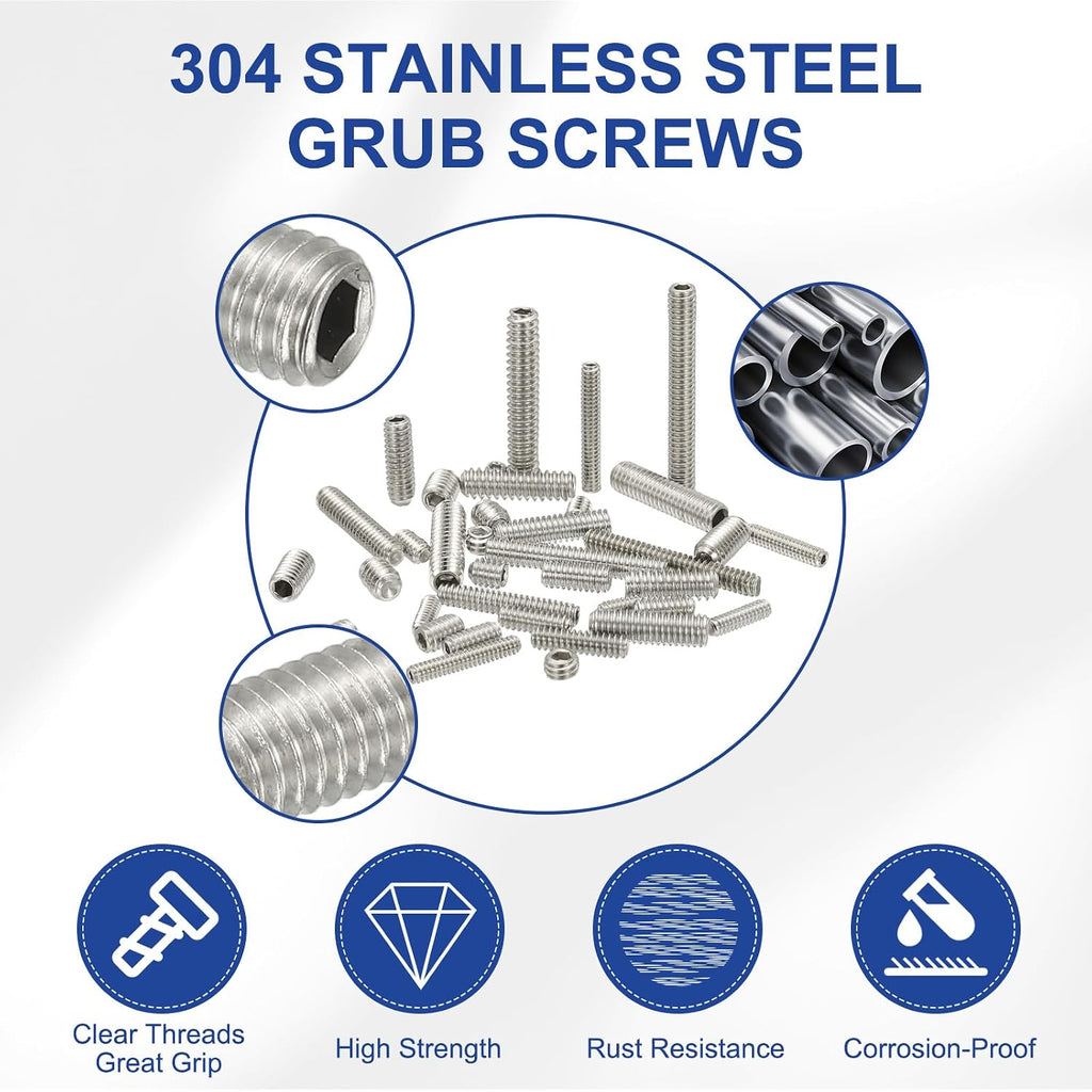 PATIKIL #8-32x3/4 Hex Socket Set Grub Screws 304 Stainless Steel 20Pcs