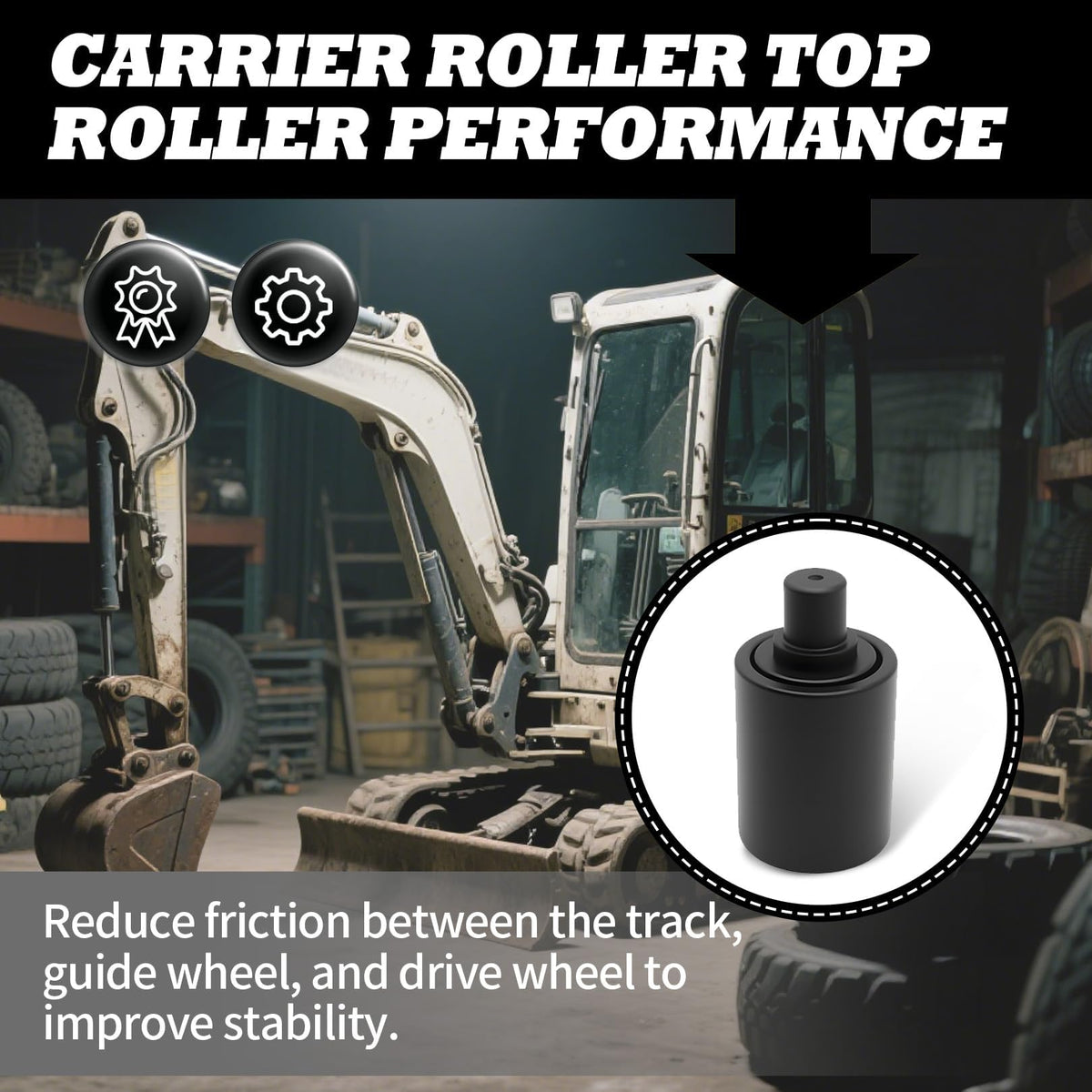 Jecoupoon Carrier Roller Top Roller Compatible with KX71-3 Excavator