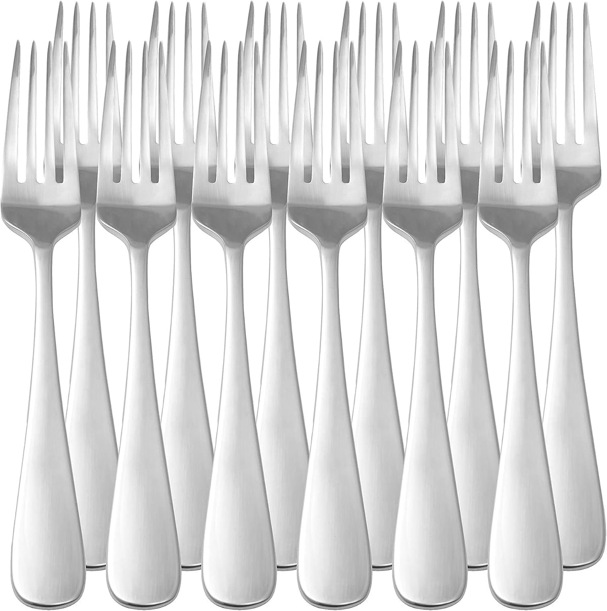 Stainless Steel Dinner Forks with Round Edge, 10 Pack of 12, 120 count total, Silver