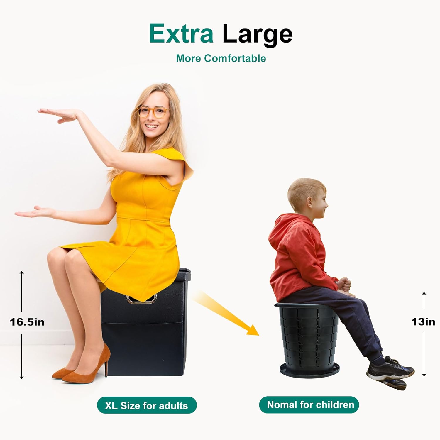 Upgrade XL Portable Toilet for Adults, Extra Large Camping Toilets | Lightweight&Compact Potty with Lid for Adults