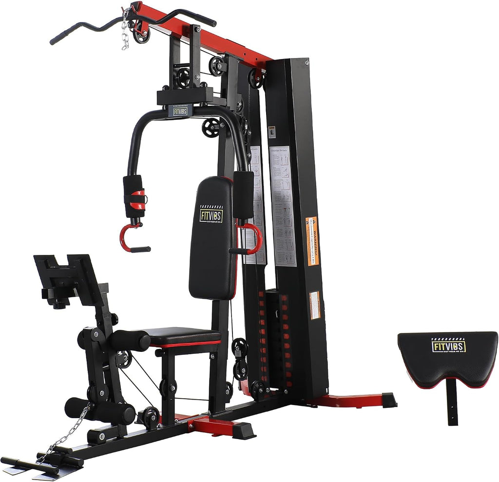 Home Gym Equipment, Multifunctional Full Body Workout Weight Machine Station with Weight Stack, All in One Exercise