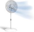 Oscillating Pedestal Fan - Lasko Fan with Adjustable Height and 3 Cooling Speeds, Portable, 18", White, 1820