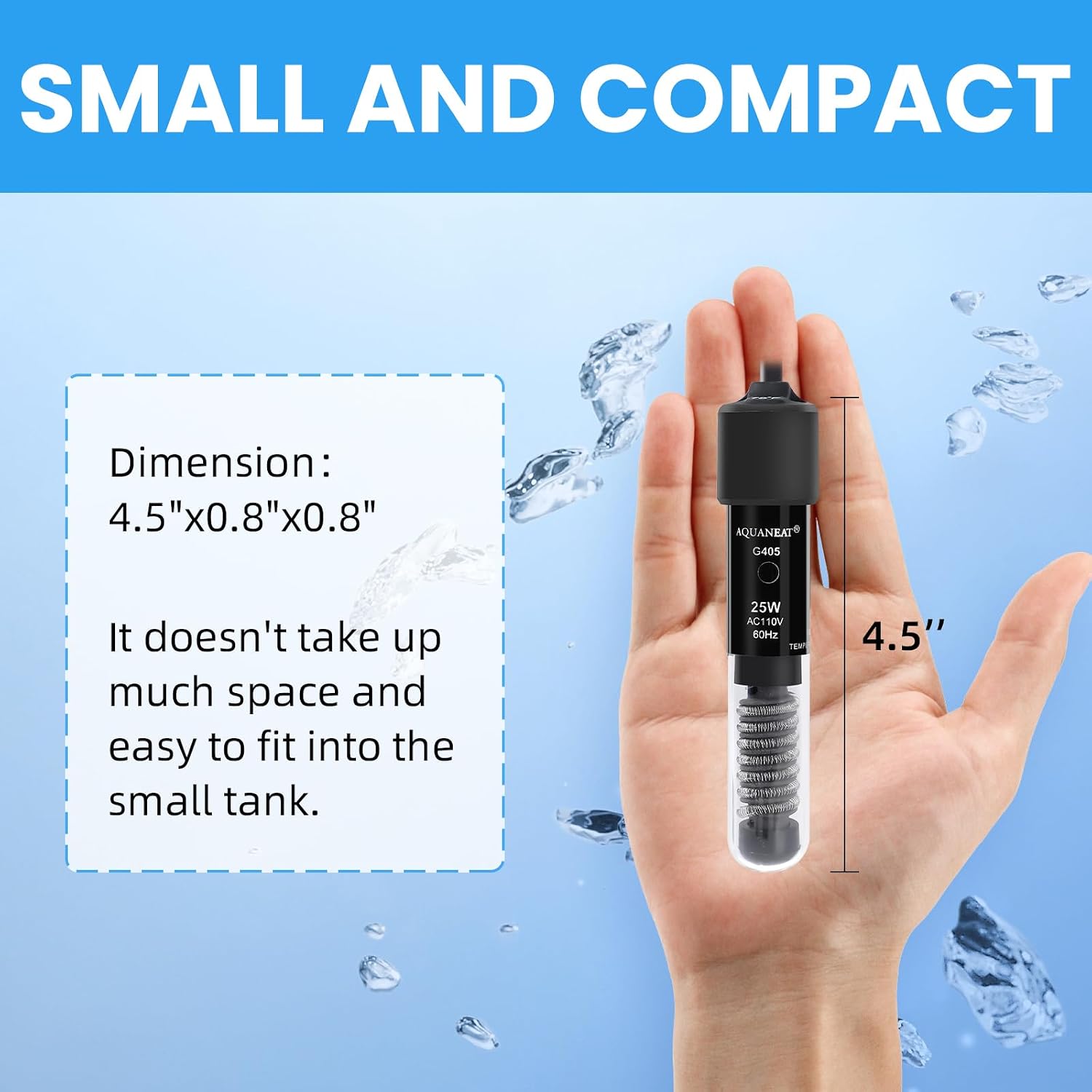 Aquarium Heater, 25W Small Betta Fish Tank Heater, Mini Preset Water Thermostat with a Thermometer