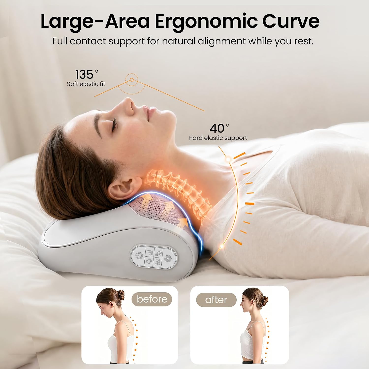 Multi-Functional Neck and Back Massager with Heat, Rechargeable Massager Pillow with 3D Kneading Deep Tissue
