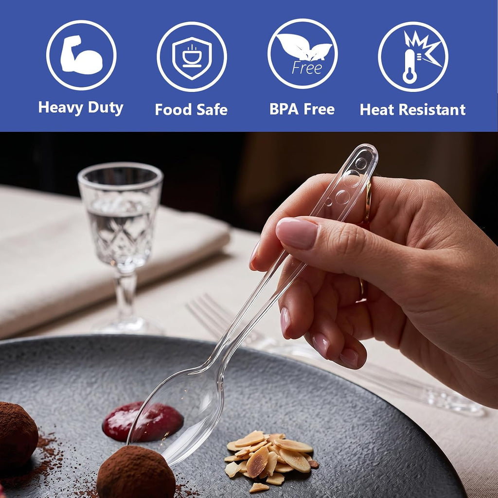1000 Count Clear Plastic Spoons Heavy Duty