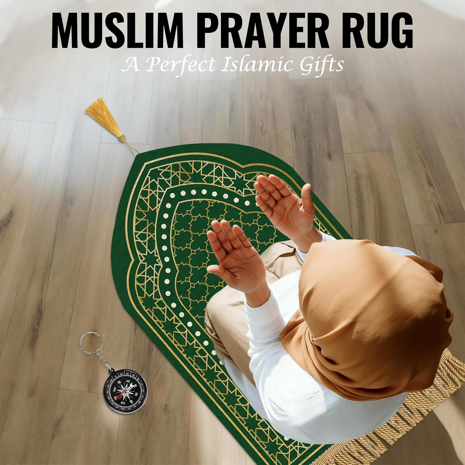 Muslim Prayer Mat Set, 4 PCS Soft Portable Islamic Prayer Rug