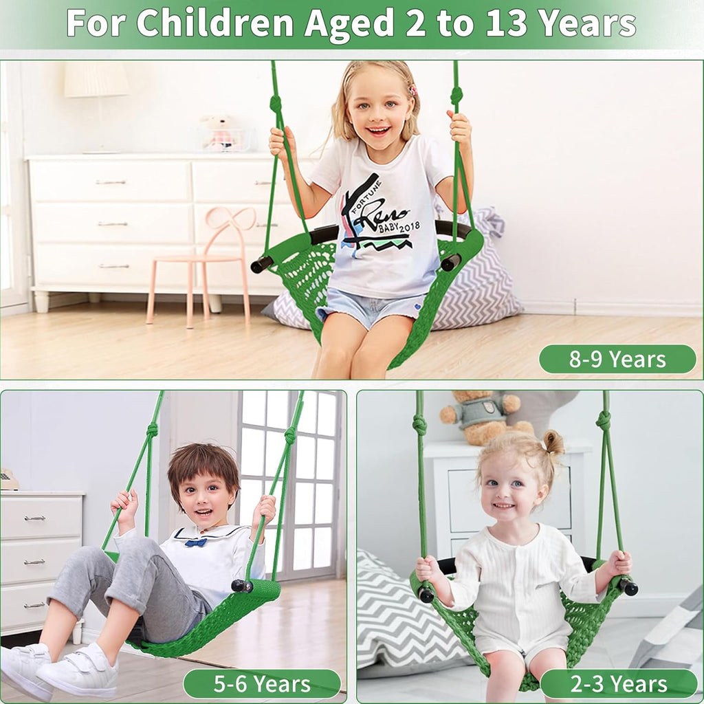 Tree Swing for Kids, Adjustable Toddler Rope Swing Seat with Snap Hooks and Straps, 440 lbs Capacity, Swingset