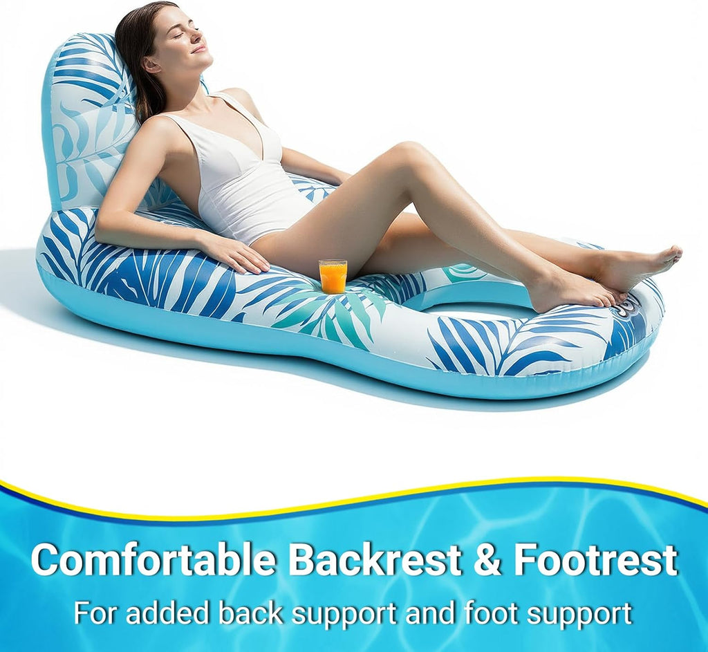 Pool Floats for Adults,Inflatable Chair Lounger Floaties with Drink Holder,Travel Pool Beach Lake Swim Inflatables