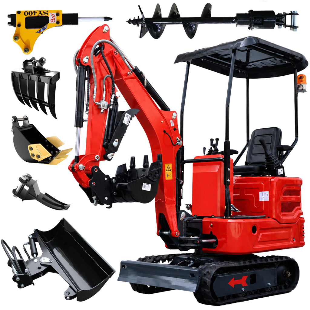 3,100 lbs Mini Excavator with Kubota-Engine & Side Swing Boom