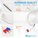 BlueStars PT100 3-Wire (4×30MM) Waterproof Temperature Sensor Probe 6.6Ft