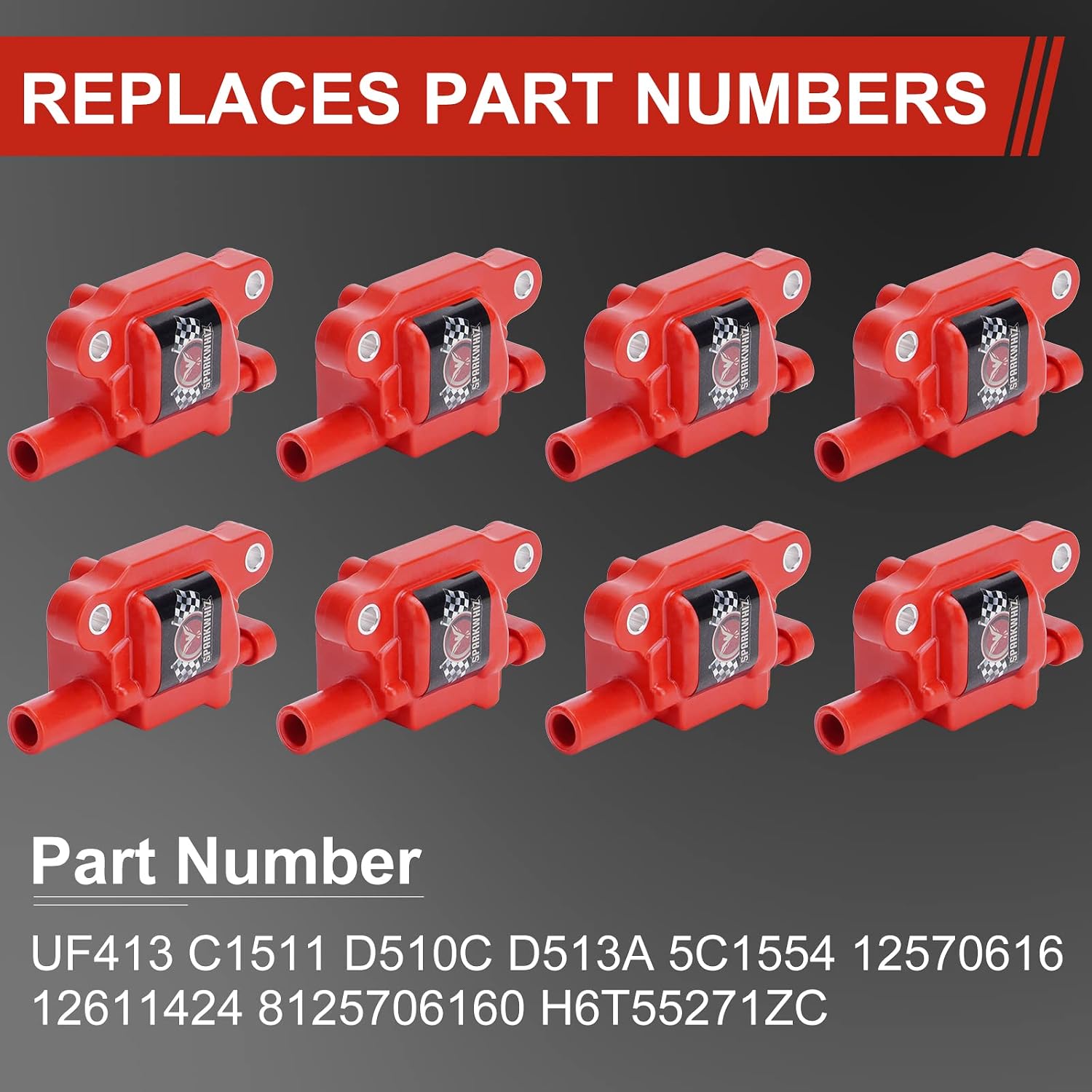 Set of 8 Square UF413 Ignition Coils Pack & Spark Plugs & Wires Set | Replacement for UF413 D510C 5C1554,Compatible