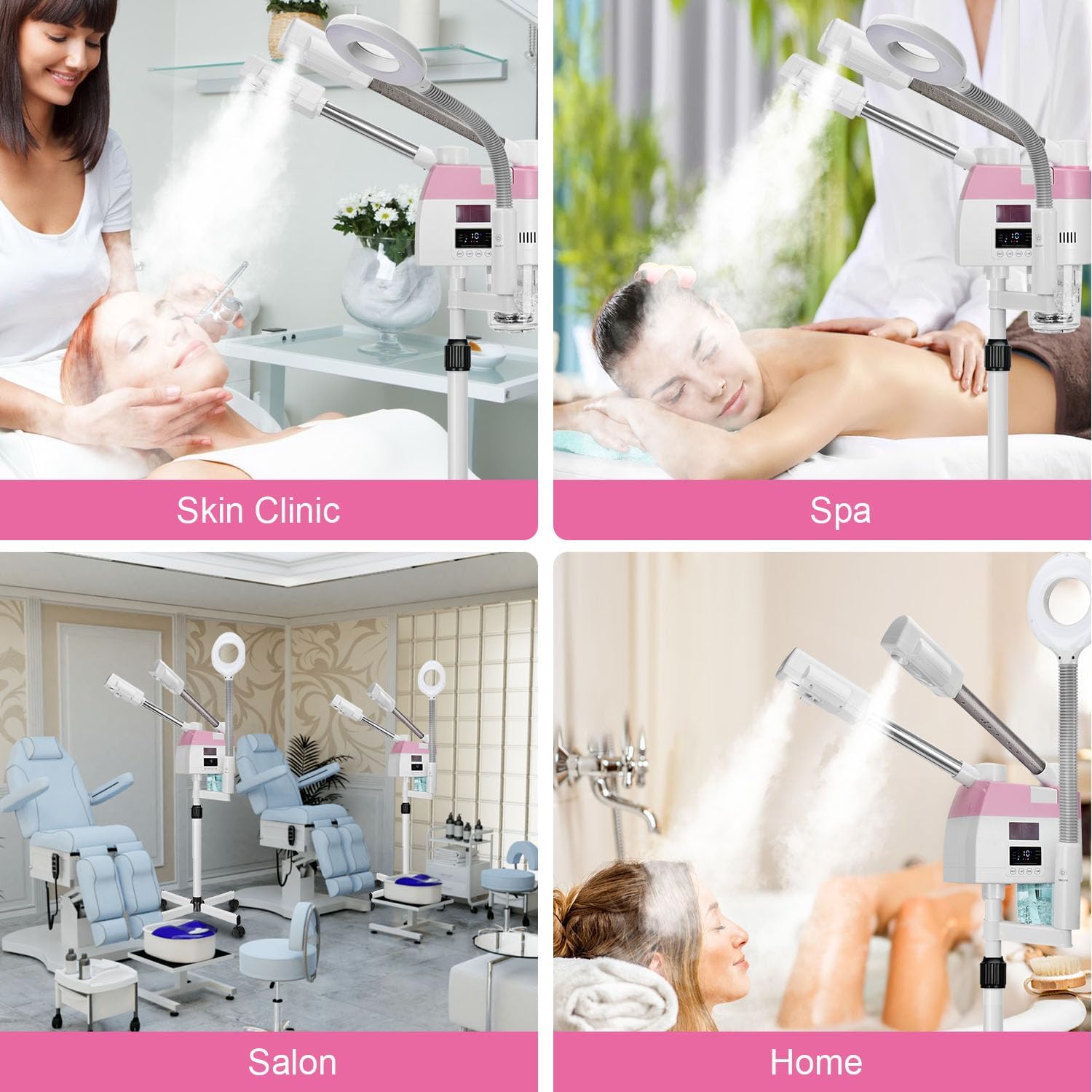 Professional Facial Steamer, 3 in 1 Facial Steamer with 5X Magnifying Lamp Hot&Cool Mist, Esthetician Steamer on