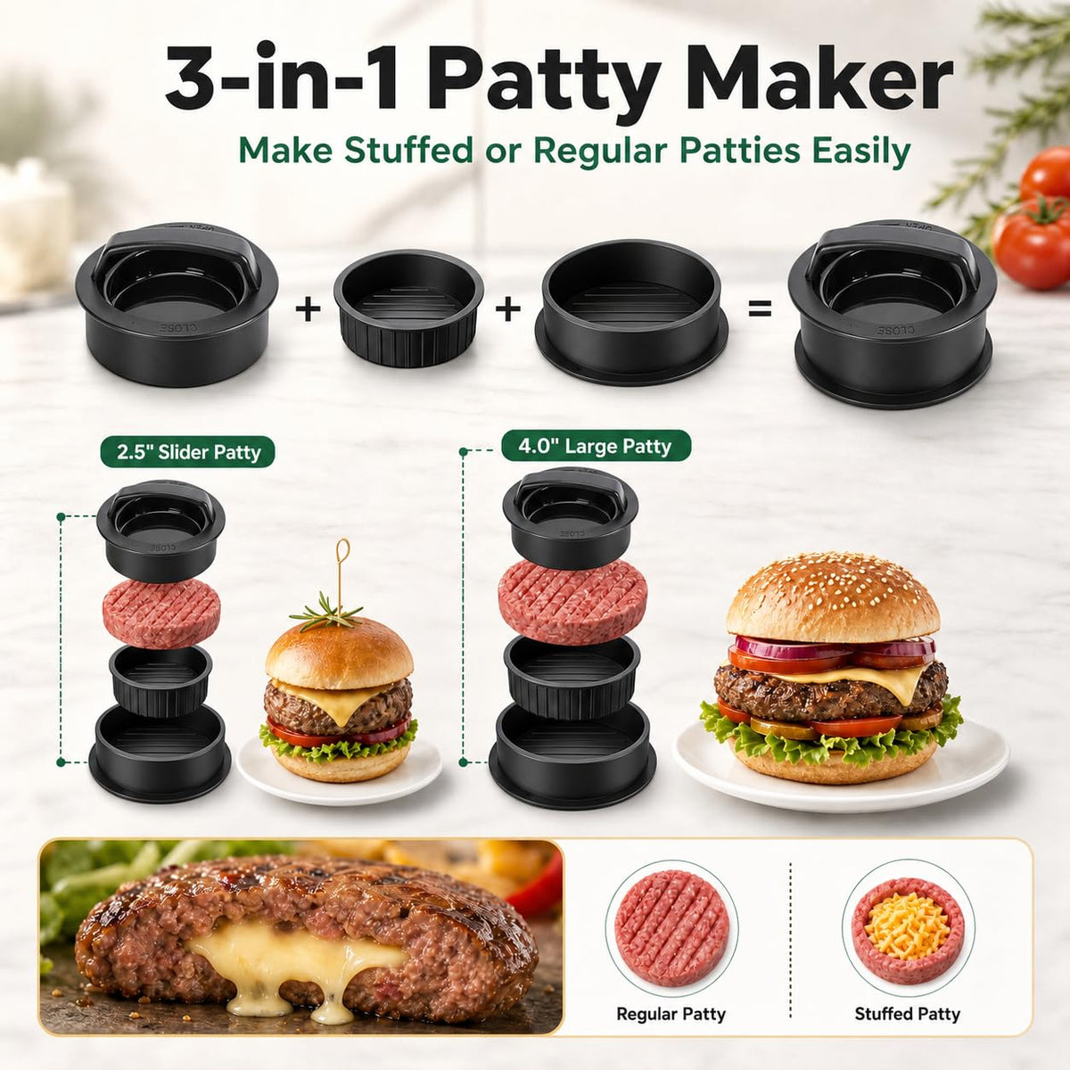 Smash Burger Press Kit, Cast Iron Burger Smasher, Steak Weight