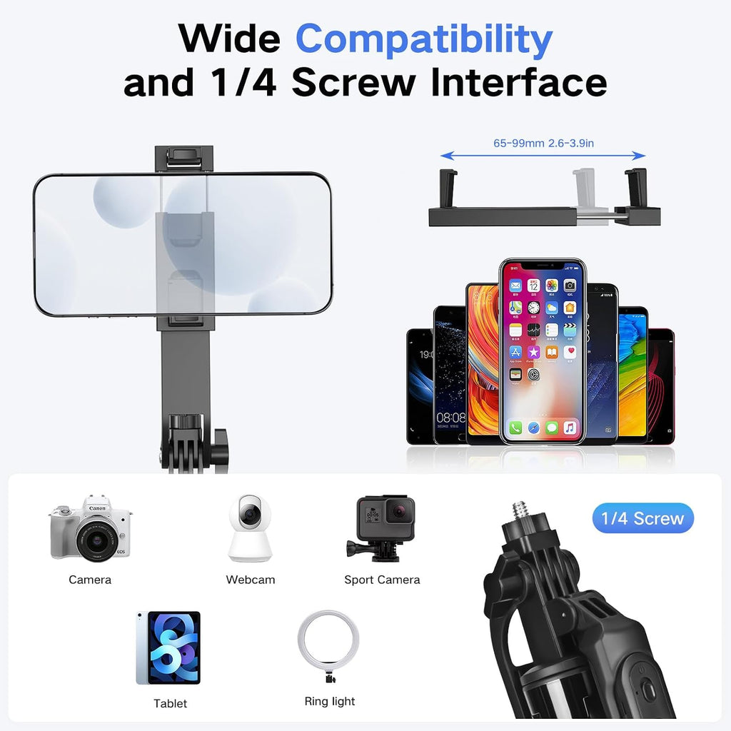 Metal Selfie Stick Tripod for iPhone with Light,70 inch Cellphone Selfiestick with Remote,Phone Tripod Holder for