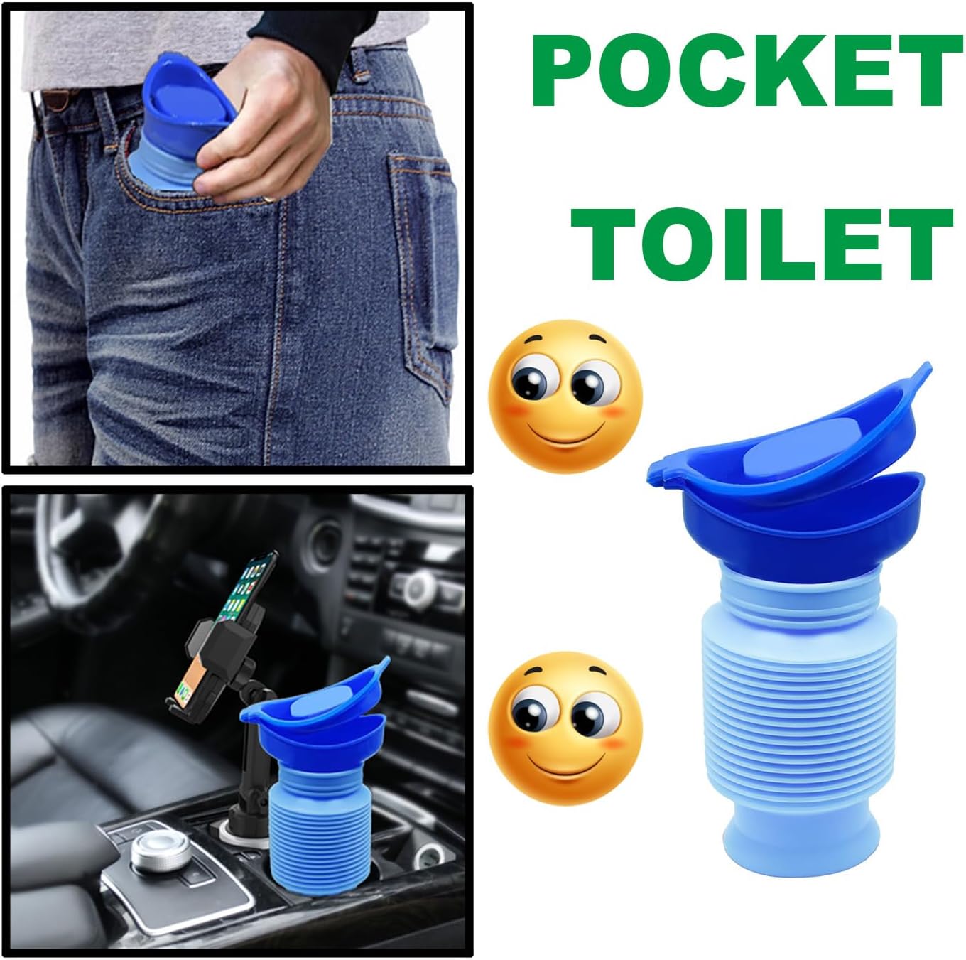 750ML Emergency Urinal, Pedestal Urinal, Pocket Toilet for Men Women, Pee Bottles with Sealed Lid Collapsible