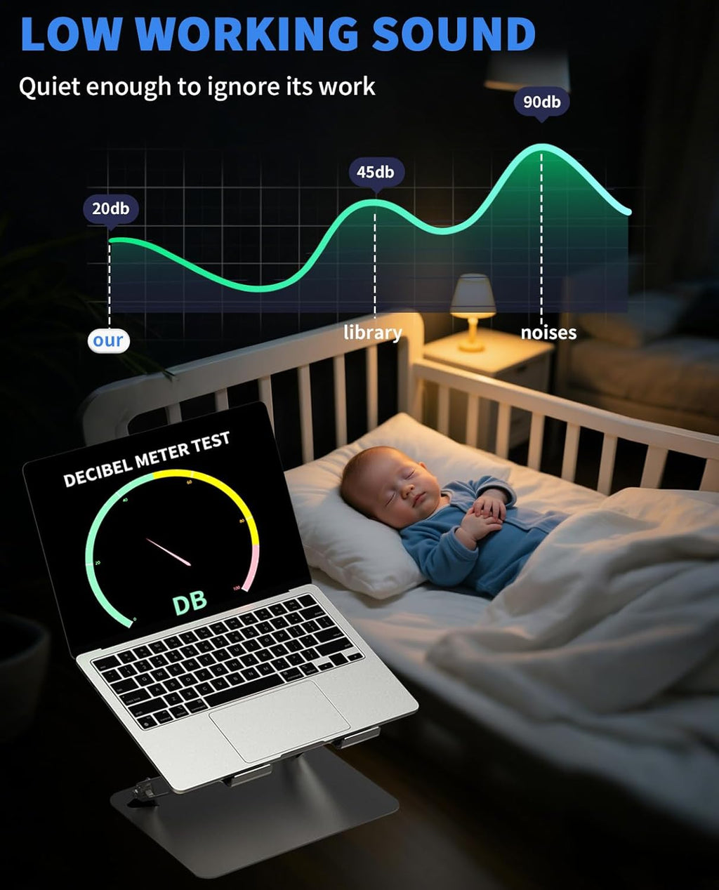 Laptop Cooling Pad with Upgrade Low-Noise Fan and 3.0 USB Hubs, Ventilated Laptop Cooler Prevent Overheating