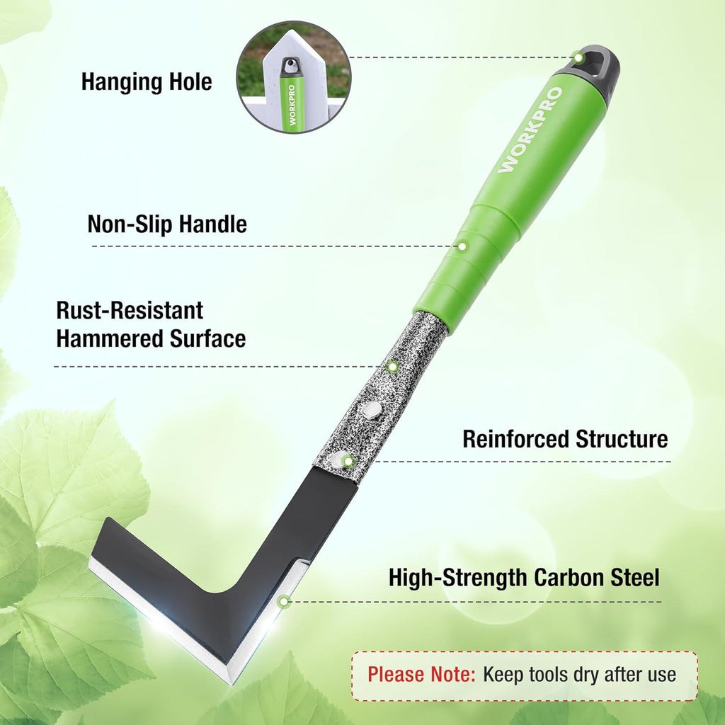 6-Piece Garden Tool Set, Heavy Duty Gardening Hand Tools with Soft Rubber Handle, Including Trowel, Rakes, 2-in-1 Hoe
