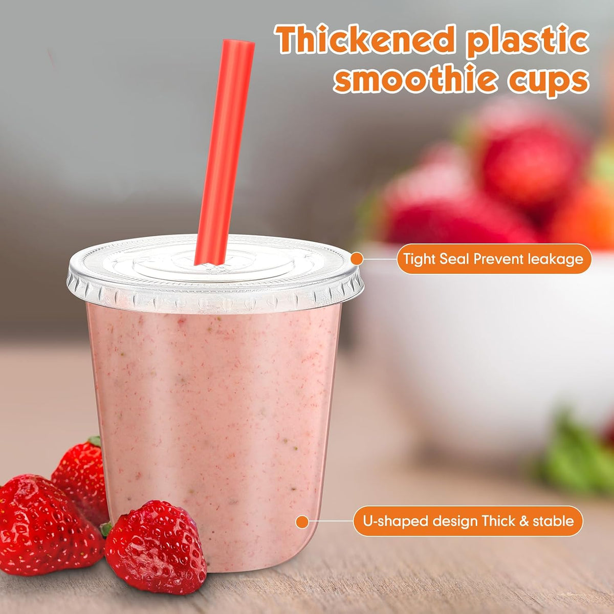 50 Sets 12 Oz Plastic Cups with Lids and Jumbo Straws, Multicolor