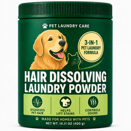 3-in-1 Pet Hair Remover for Laundry Powder, 14.11 oz (400 g)