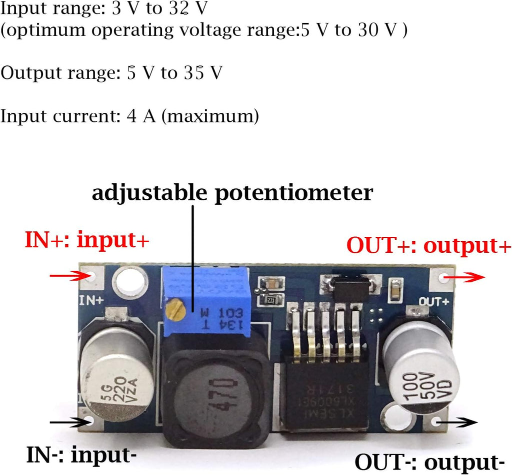 Honbay 2PCS DC-DC Step-up Module XL6009 DC to DC Input 3V-32V to Output 5V-35V Boost Converter Module