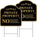No Trespassing Signs Private Property, 2-Pcs 12"x12" H-Stake 2-Sided | UV high-definition print, weatherproof. This