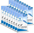 Acrylic Sign Holder 4x6, 15 Pack Clear Double Sided Menu Vertical Display Stand, Desktop Paper Holder Suitable for