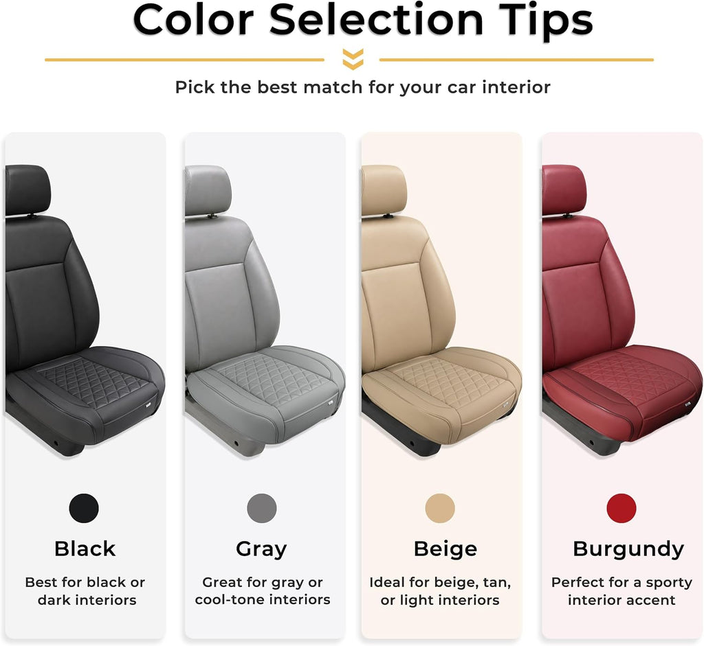 Luxury Faux Leather Car Seat Cover Front Bottom Seat Cushion Cover, Anti-Slip and Wrap Around The Bottom, Fits 95% of