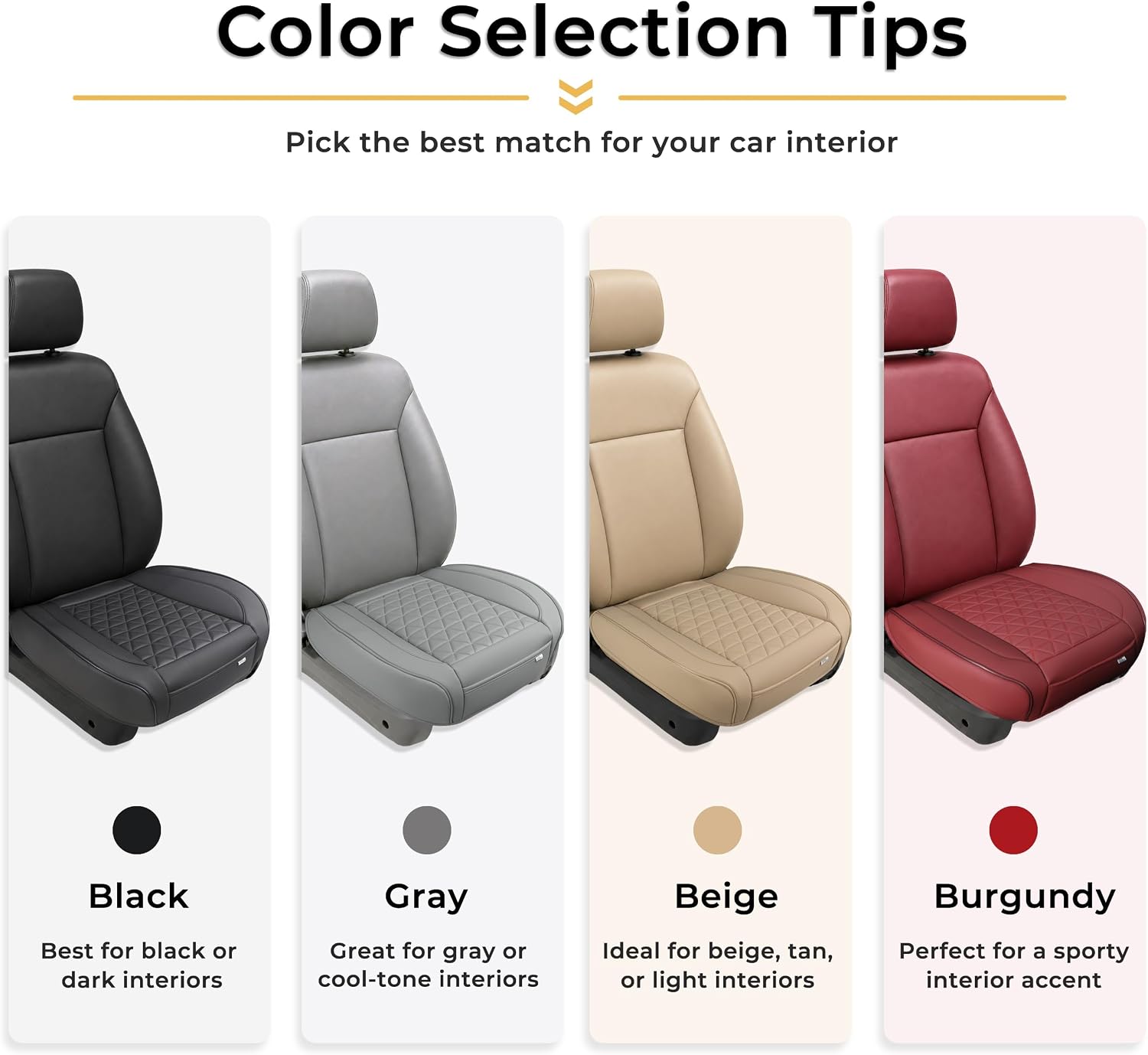 Luxury Faux Leather Car Seat Cover Front Bottom Seat Cushion Cover, Anti-Slip and Wrap Around The Bottom, Fits 95% of