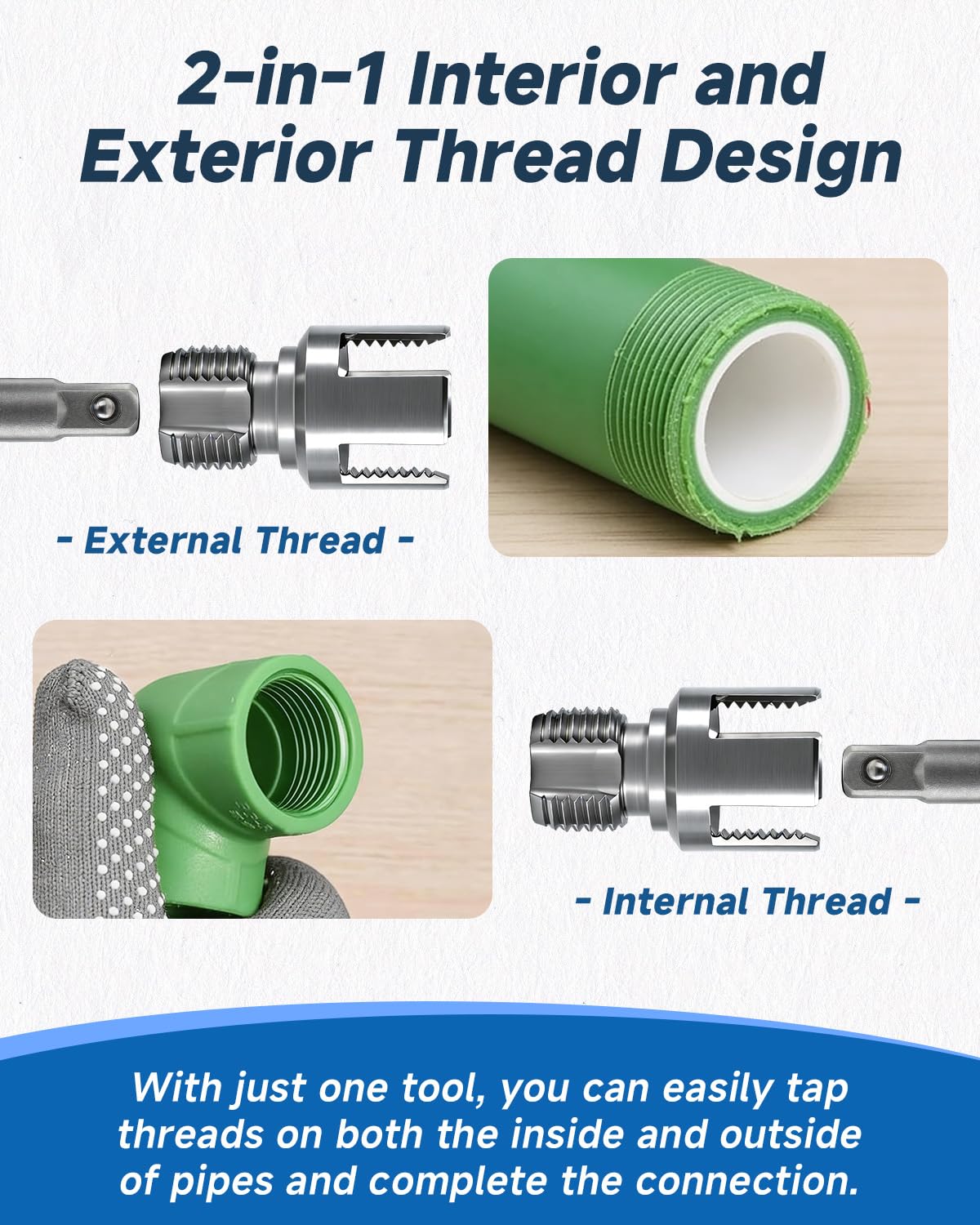 AEXENGONIC 3PCS Pipe Tapping and Threading Tool, 1/2" 3/4" 1" Threading Kit